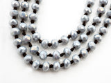 60" Long Hand Knotted AB Gray Color Crystal Necklace, Long Necklace, Gray Color 2x4mm Rondelle Faceted Crystal Beads, SKU#D13