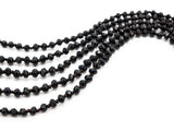 60" EXTRA Long Hand Knotted Black Color Crystal Necklace,Double Wrap Necklace, Black 2x4mm Rondelle Faceted Crystal Beads, SKU#D17