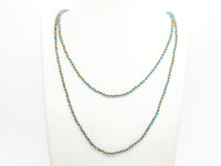 60"/36" Long Hand Knotted Blue Gold Color Crystal Necklace, Double Wrap Necklace, Turquoise Color 4mm/8mm Rondelle Crystal Beads, SKU#D19