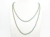 60"/36" Long Hand Knotted Blue Gold Color Crystal Necklace, Double Wrap Necklace, Turquoise Color 4mm/8mm Rondelle Crystal Beads, SKU#D19