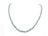 60"/36" Long Hand Knotted Blue Gold Color Crystal Necklace, Double Wrap Necklace, Turquoise Color 4mm/8mm Rondelle Crystal Beads, SKU#D19