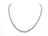 60"/36" Long Hand Knotted Blue Gold Color Crystal Necklace, Double Wrap Necklace, Turquoise Color 4mm/8mm Rondelle Crystal Beads, SKU#D19