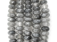 8-18mm Quality Natural Cloudy Quartz Graduated,Faceted/Smooth Rondelle Gemstone Beads,Gray Color Beads, 15.5inch strand, SKU#U206