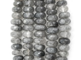 8-18mm Quality Natural Cloudy Quartz Graduated,Faceted/Smooth Rondelle Gemstone Beads,Gray Color Beads, 15.5inch strand, SKU#U206