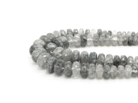 8-18mm Quality Natural Cloudy Quartz Graduated,Faceted/Smooth Rondelle Gemstone Beads,Gray Color Beads, 15.5inch strand, SKU#U206
