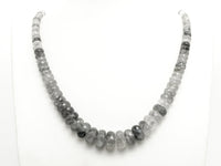 8-18mm Quality Natural Cloudy Quartz Graduated,Faceted/Smooth Rondelle Gemstone Beads,Gray Color Beads, 15.5inch strand, SKU#U206
