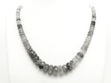 8-18mm Quality Natural Cloudy Quartz Graduated,Faceted/Smooth Rondelle Gemstone Beads,Gray Color Beads, 15.5inch strand, SKU#U206