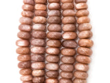 8-18mm High Quality Natural Peach Moonstone Graduated,Faceted/Smooth Rondelle Gemstone Beads, 15inch strand, SKU#U209/U199