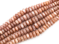 8-18mm High Quality Natural Peach Moonstone Graduated,Faceted/Smooth Rondelle Gemstone Beads, 15inch strand, SKU#U209/U199