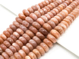 8-18mm High Quality Natural Peach Moonstone Graduated,Faceted/Smooth Rondelle Gemstone Beads, 15inch strand, SKU#U209/U199