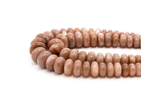 8-18mm High Quality Natural Peach Moonstone Graduated,Faceted/Smooth Rondelle Gemstone Beads, 15inch strand, SKU#U209/U199