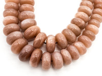 8-18mm High Quality Natural Peach Moonstone Graduated,Faceted/Smooth Rondelle Gemstone Beads, 15inch strand, SKU#U209/U199