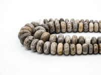 8-18mm High Quality Natural Fossil Coral Gemstone Graduated Beads, Faceted/Smooth Rondelle Gemstone Beads,15inch strand, SKU#U210/U200