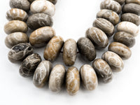 8-18mm High Quality Natural Fossil Coral Gemstone Graduated Beads, Faceted/Smooth Rondelle Gemstone Beads,15inch strand, SKU#U210/U200