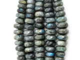8-18mm High Quality Natural Labradorite Graduated,Faceted/Smooth Roundelle Gemstone Beads,15.5inch strand, SKU#U205