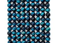 Quality Natural Enhanced Color Blue Tiger Eye Round Beads, 4mm/6mm/8mm/10mm/12mm/14mm, Blue Tiger Eye Gemstone, 15.5'' strand, SKU#U217