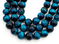 Quality Natural Enhanced Color Blue Tiger Eye Round Beads, 4mm/6mm/8mm/10mm/12mm/14mm, Blue Tiger Eye Gemstone, 15.5'' strand, SKU#U217
