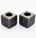 7mm Black CZ Pave On Black Big Hole Cube Spacer Micro Pave Beads, Cubic Zirconia Cube Space Beads, SKU#C77