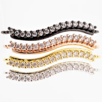 CZ Micro Pave S-Shape Connector for Bracelet/Necklace,Silver/Gold/Rose Gold/Gunmental Spacer Connector/Link Connector,4x36mm,sku#E403