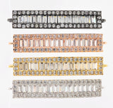 CZ Micro Pave Strip Connector for Bracelet/Necklace,Silver/Gold/Rose Gold/Gunmetal Spacer Connector/Link Connector, 6x34mm,sku#E404