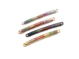 Rainbow CZ Micro Pave Bar Connector for Bracelet/Necklace, Link Connector, Spacer Connector, 3x36mm,sku#E432