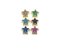 CZ Micro Pave Five Point Star Beads, Fuchsia/Turquoise/Cobalt/Black/Green/Champagne Gold  Plated Beads, Bracelet Beads, 11mm, sku#E449