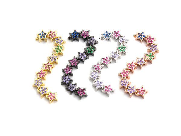 Colorful CZ Micro Pave Five Star Connector/Pendant for bracelet/necklace, Long Spacer Connector/Link/Pendant, 6x58mm, sku#E454