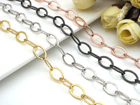 8x12mm Flat Oval Chain, Long Oval Chain, Gold/Silver/Gunmetal/Rose gold Finish, wholesale Chain for Jewelry Making, sku#E504