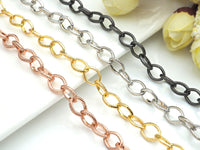 10x8mm Texturized Chunky Oval Gunmetal/Gold/ Rose Gold Plated Chain, Long Oval Cable Chain, sku#E505