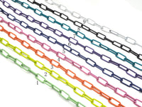 8x17mm Enamel Paper Clip Chain by Yard, Enamel Pop Chain, Paper clip Enamel Metal Necklace, Wholesale Enamel Chain, sku#E531