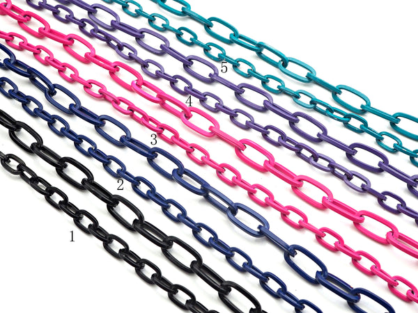 New Colorful Enamel Oval Paper Clip Chain, Enamel Pop Chain, Colored Metal Chain, Wholesale Enamel Chain, sku#E540 Bestbeads&Beyond