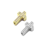 CZ Gold Silver Cross Spacer Beads, Sku#E561