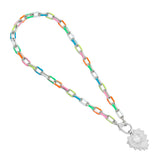 Long Oval Link Chain Necklace with Heart Pendant,sku#EF294