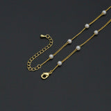 Gold Silver Pearl Butterfly Charm Adjustable necklace, Sku#EF339