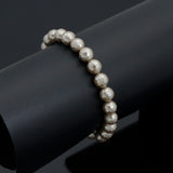 Gray MOP Round Faceted Stretchy Bracelet, Sku#EF381