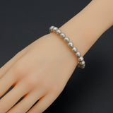 Gray MOP Round Faceted Stretchy Bracelet, Sku#EF381