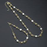 Knotted Chain Fresh Water Pearl Necklace Bracelet, sku#EF497