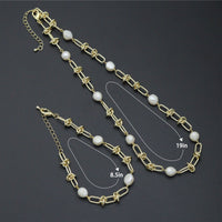 Knotted Chain Fresh Water Pearl Necklace Bracelet, sku#EF497