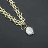 Thick Link Chain Necklace with Freshwater Pearl Pendant Necklace, Sku#EF504
