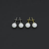 White Mother of Pearl Stud Earrings, Sku#EF529
