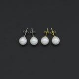 White Mother of Pearl Stud Earrings, Sku#EF529
