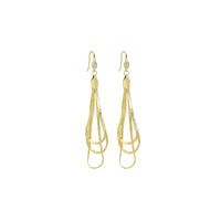 Gold Long Herringbone Long Dangle Earrings, Sku#EF532