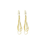 Gold Long Herringbone Long Dangle Earrings, Sku#EF532