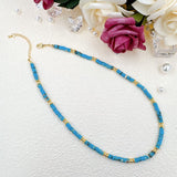 4mm Turquoise Blue beads Necklace with gold spacer, EF539