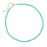 4mm Aqua Blue Jade Necklace with Gold Spacer, EF542