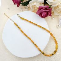 Yellow Jade Tube Beads Necklace, sku#EF547