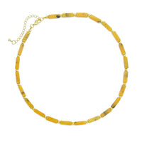 Yellow Jade Tube Beads Necklace, sku#EF547