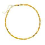 Yellow Jade Tube Beads Necklace, sku#EF547