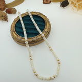 Natural Mother of Pearl Heishi Beads with Gold spacer necklace, sku#EF550