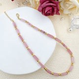 4mm Pink Gemstone Necklace with Gold filled Spacer, EF551